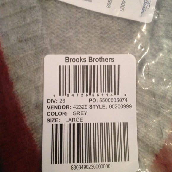 Brooks Brothers Men's Large Brushed Wool Gray V-Neck Sweater - New with Tags - Picture 5 of 7